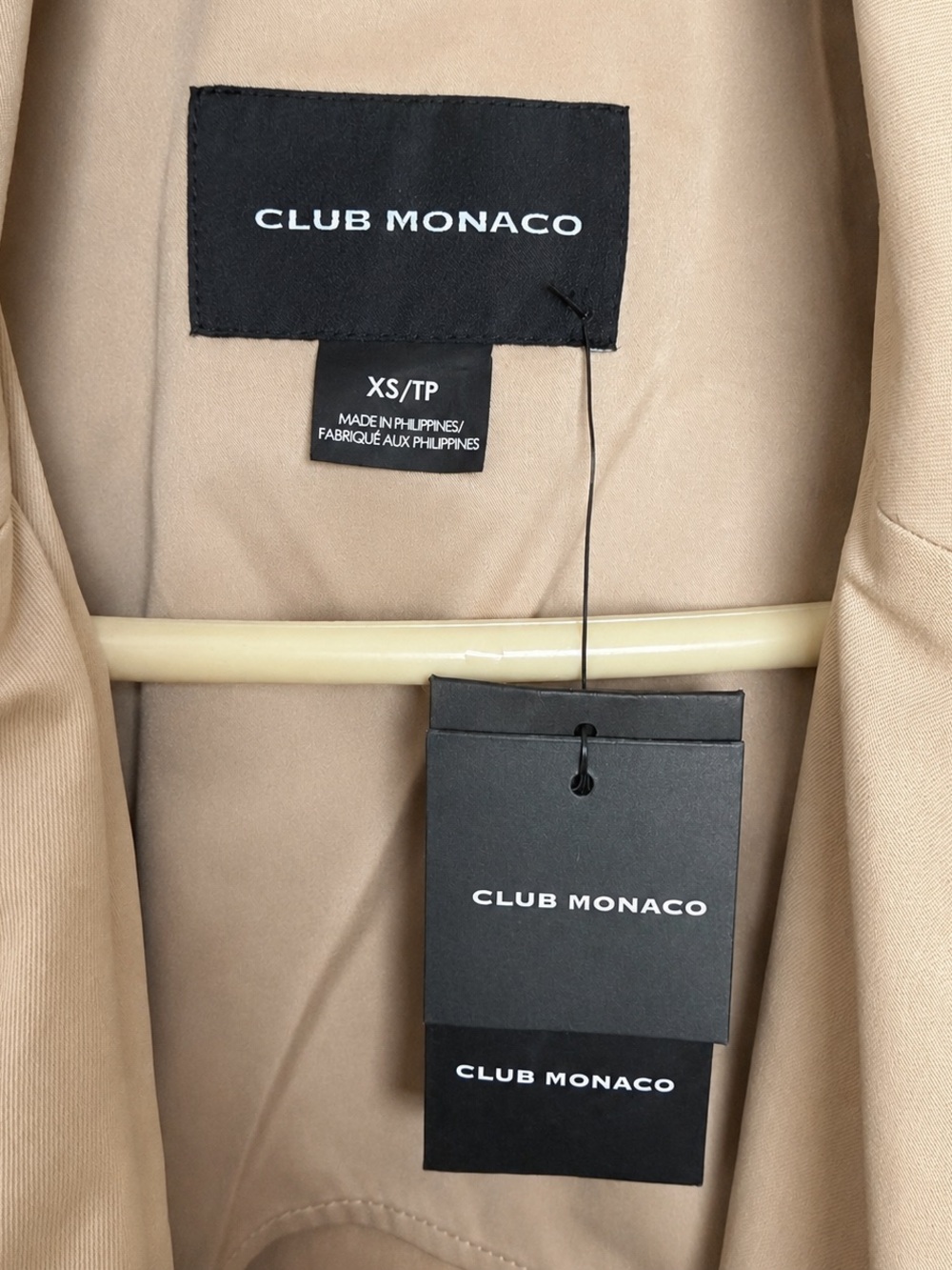 NWT Club Monaco Long Double-Breasted Trench Coat XS | BeigeClassic Luxury Coat - Picture 8 of 8